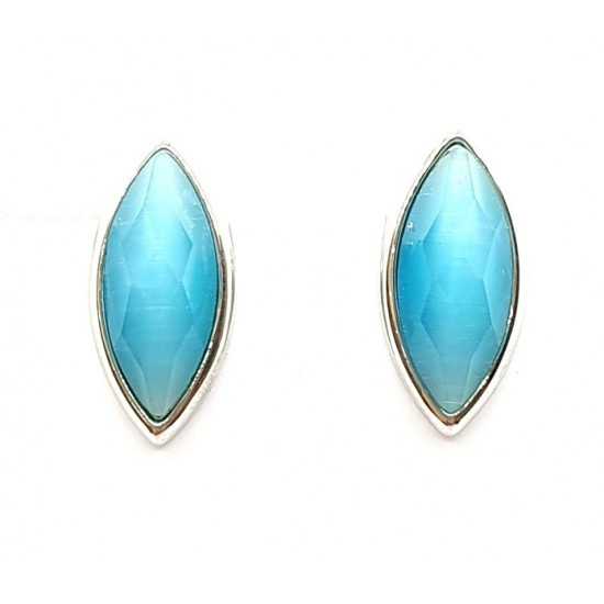 blue cats eye clip-on earrings