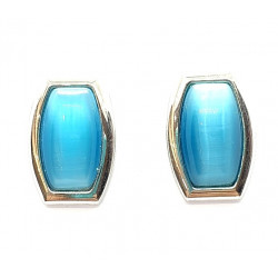 blue cats eye clip-on earrings