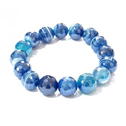 Bracelet agate bleu facetté 12mm