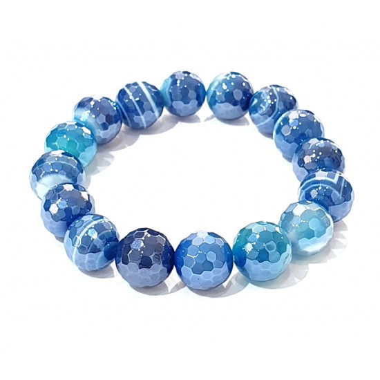 Blue agate bracelet 12mm faceted