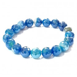 Bracelet agate bleu facetté 10mm
