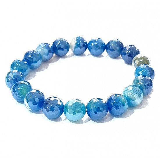 Blue agate bracelet 10mm faceted