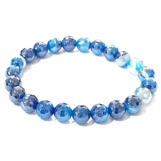 Blue agate bracelet 8mm faceted