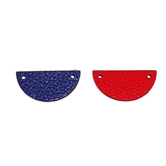 leather piece for earrings dark blue / red