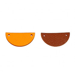 Leather piece for earrings brown / orange