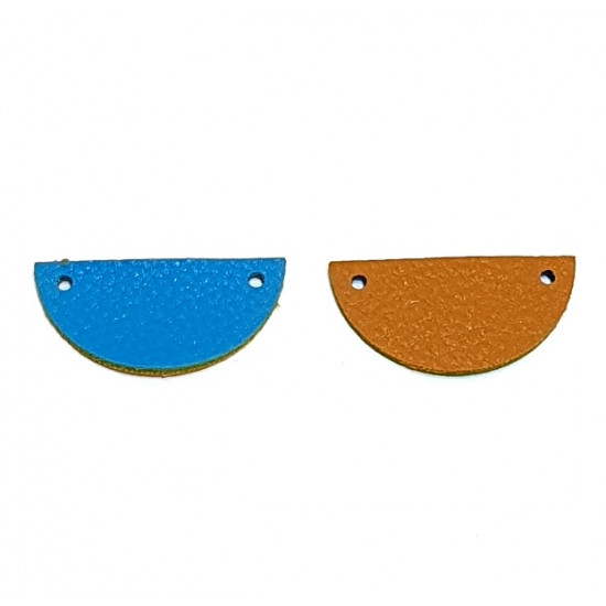 leather piece for earrings blue / brown