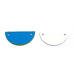 Leather piece for earrings white / blue