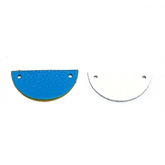 Leather piece for earrings white / blue