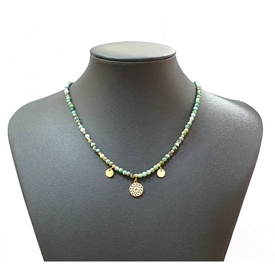 faceted african turquoise necklace 4mm