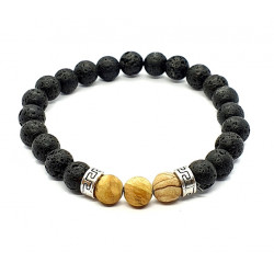 Landscape jasper and lava stone bracelet 8mm