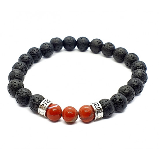 red jasper and lava stone bracelet 8mm