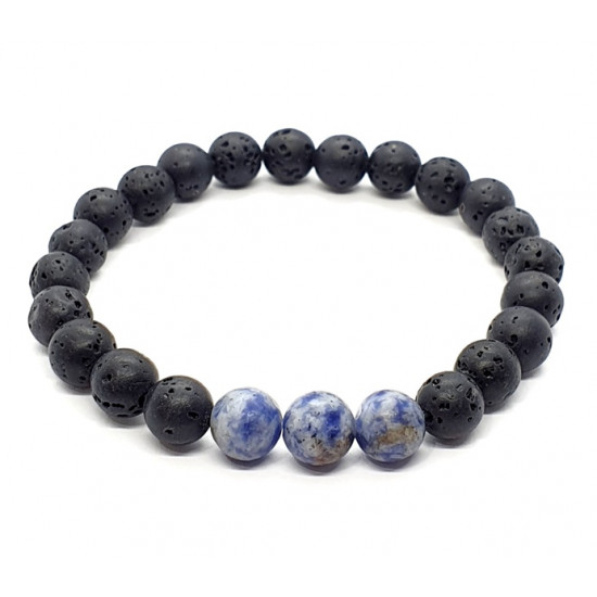 sodalite and lava stone bracelet 8mm