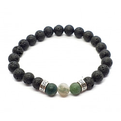 moss agate and lava stone bracelet 8mm