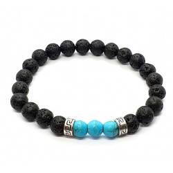 turquoise and lava stone bracelet 8mm