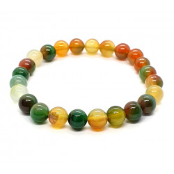 Orange and Green Agate Bracelet 8mm 