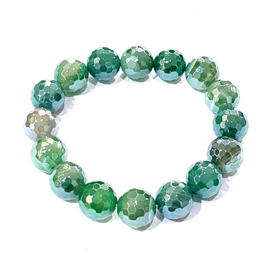 Green Agate Bracelet 12mm faceted