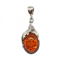 Sterling Silver Amber Pendant P46-01