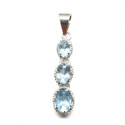 Sterling Silver Blue Topaz Pendant PF-57
