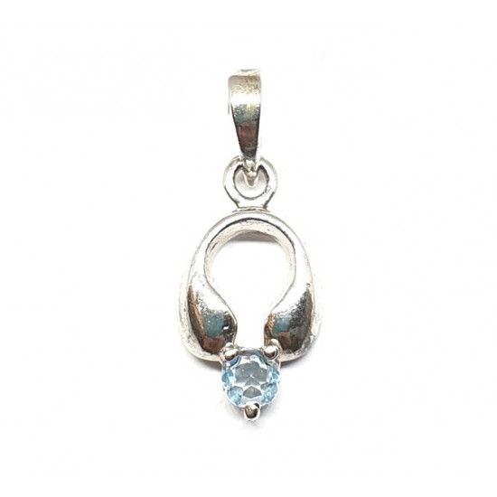 Sterling Silver Blue Topaz Pendant PF-41