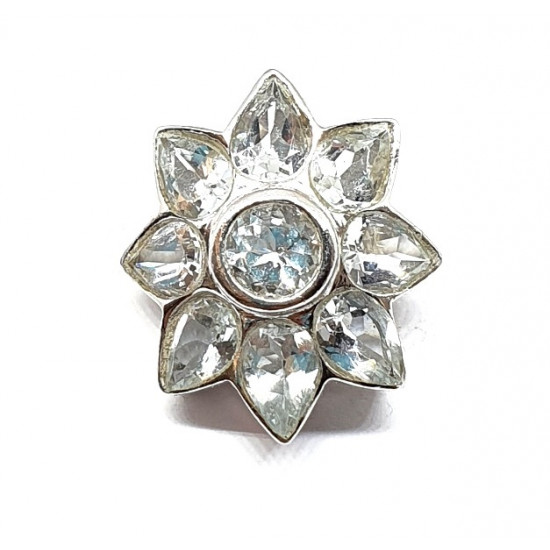 Sterling Silver Aquamarine Pendant AQ-08
