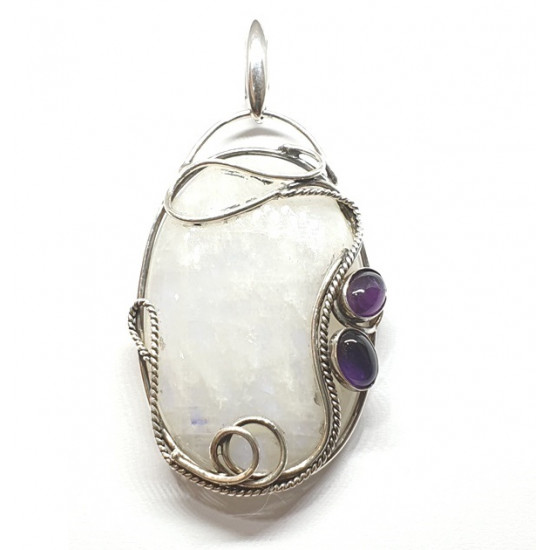 Sterling Silver Moonstone Pendant P226-68