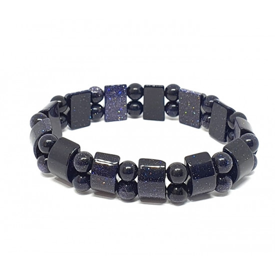 Synthetic Blue Goldstone Tank Bracelet