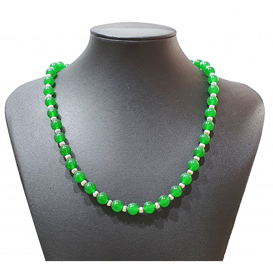 silver and jade necklace 8mm