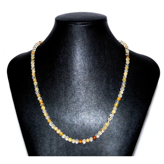 yellow hematoid quartz necklace 4mm