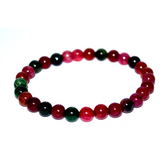 Pink and Green Agate Bracelet 6mm