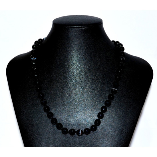 faceted black agate necklace 8mm