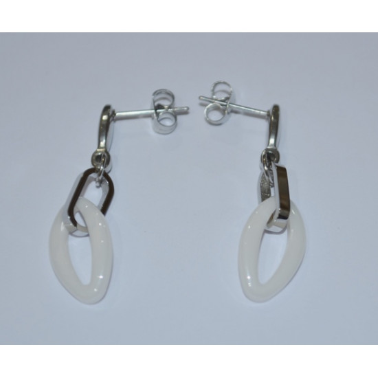 boucles d'oreilles céramique blanche
