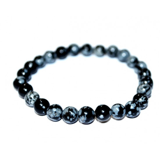 Child Sized Snowflake Obsidian Bracelet 6mm