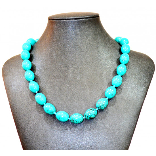olive turquoise necklace 12mm