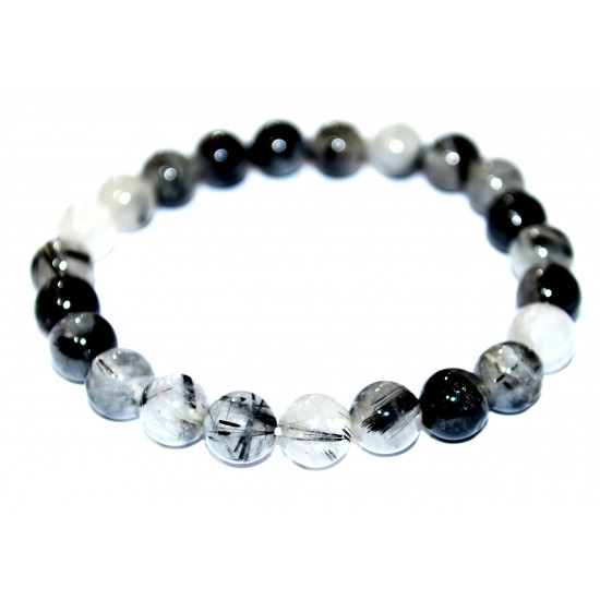 Black Tourmaline and Quartz Bracelet 8mm