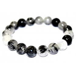 Black tourmaline and quartz bracelet 10mm