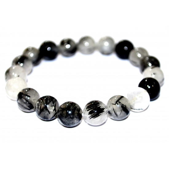 Black tourmaline and quartz bracelet 10mm