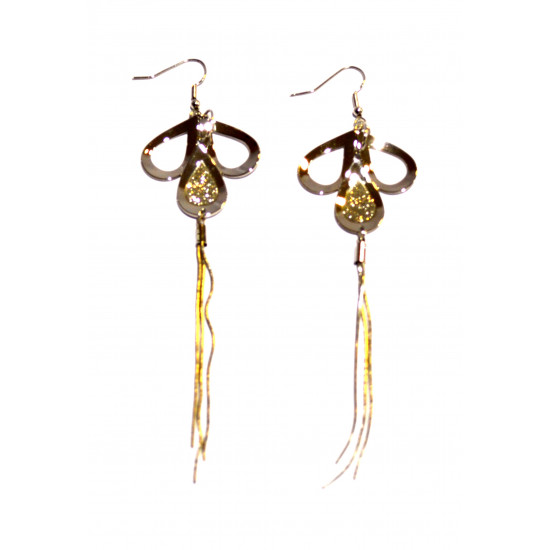 boucles d'oreilles pendantes doré et argenté
