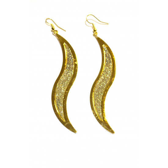 boucles d'oreilles pendantes spirale doré