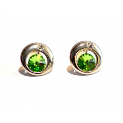 Green rhinestone clip-on earrings