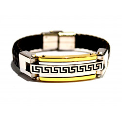 Leather and Stainless Steel Men's bracelet
