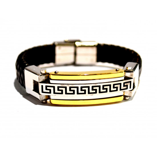 bracelet homme cuir + inox