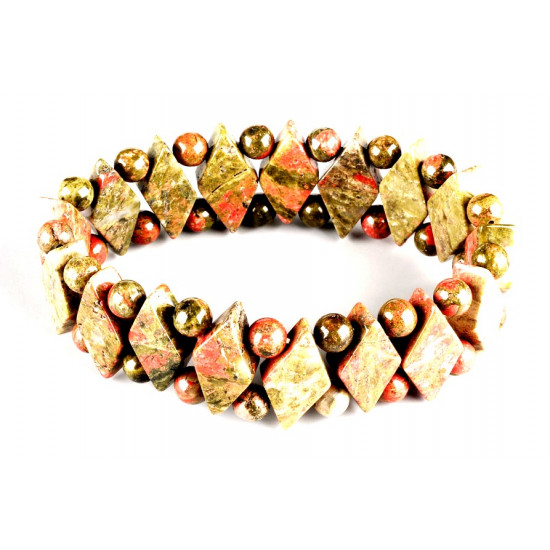 Diamond Shaped Unakite Bracelet