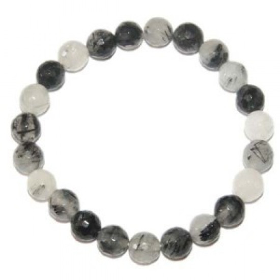 Black Tourmaline And Quartz Bracelet 8mm Faceted Black Tourmaline And Quartz Bracelet 8mm Faceted