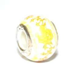 yellow flower porcelain bead