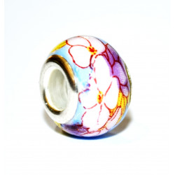 multicolored flower porcelain bead