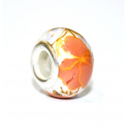 orange flower porcelain bead