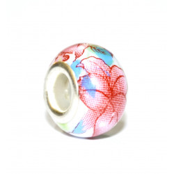 pink flower porcelain bead