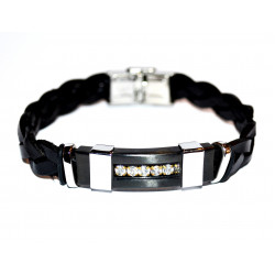 men's bracelet stainless steel and leather