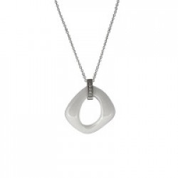 White ceramic necklace cera17