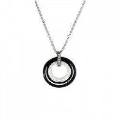 Black and white ceramic necklace cera13